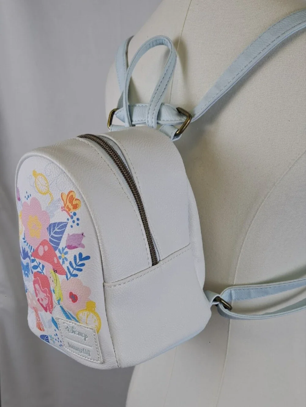 Loungefly x Disney Alice in Wonderland Floral Mini Backpack White Pastel